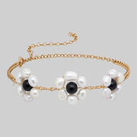 gold pearl bead choker whimsical goth necklace