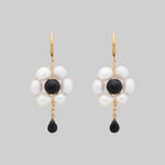 gold pearl floral daisy fun earrings