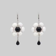 silver pearl bead gothic whimsical earrings