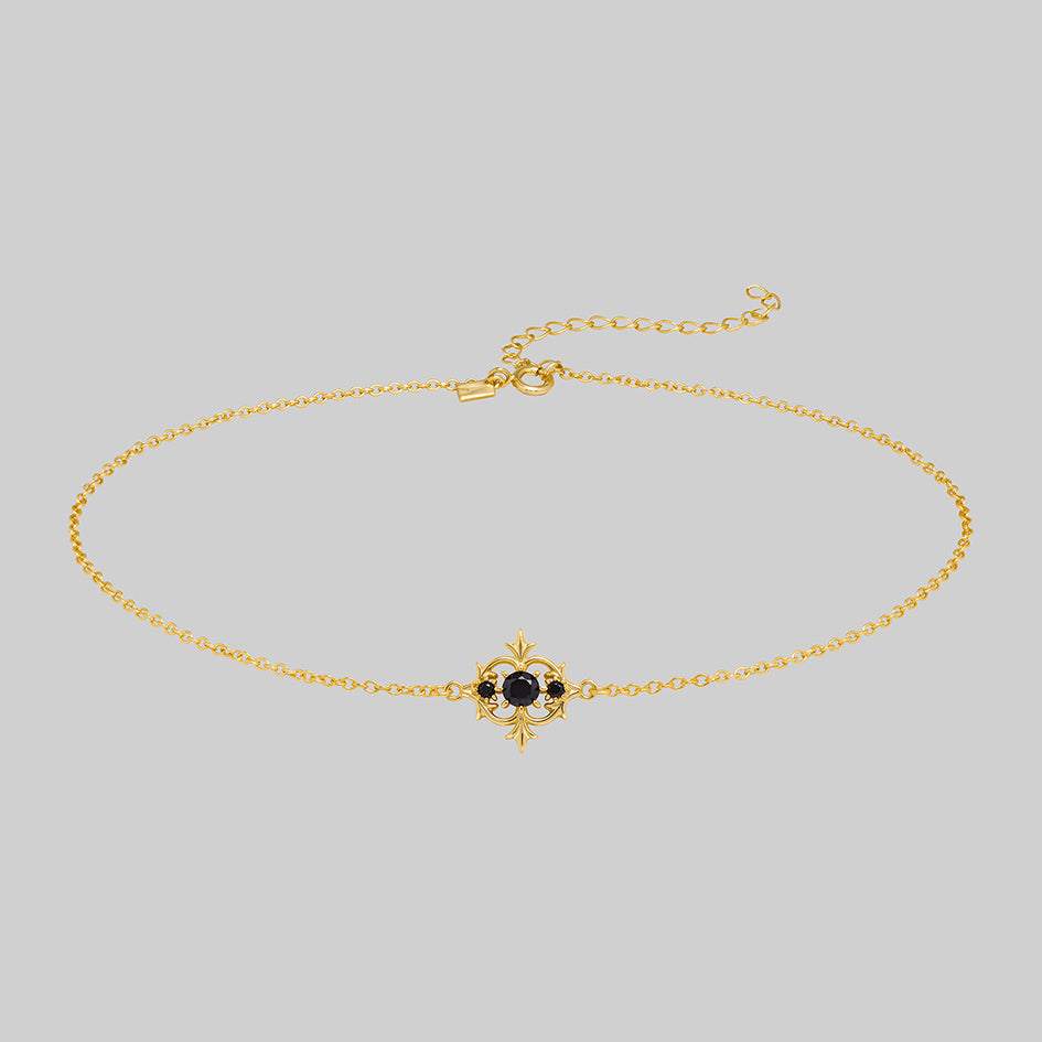 Lorin gold black onyx trilogy choker, front view