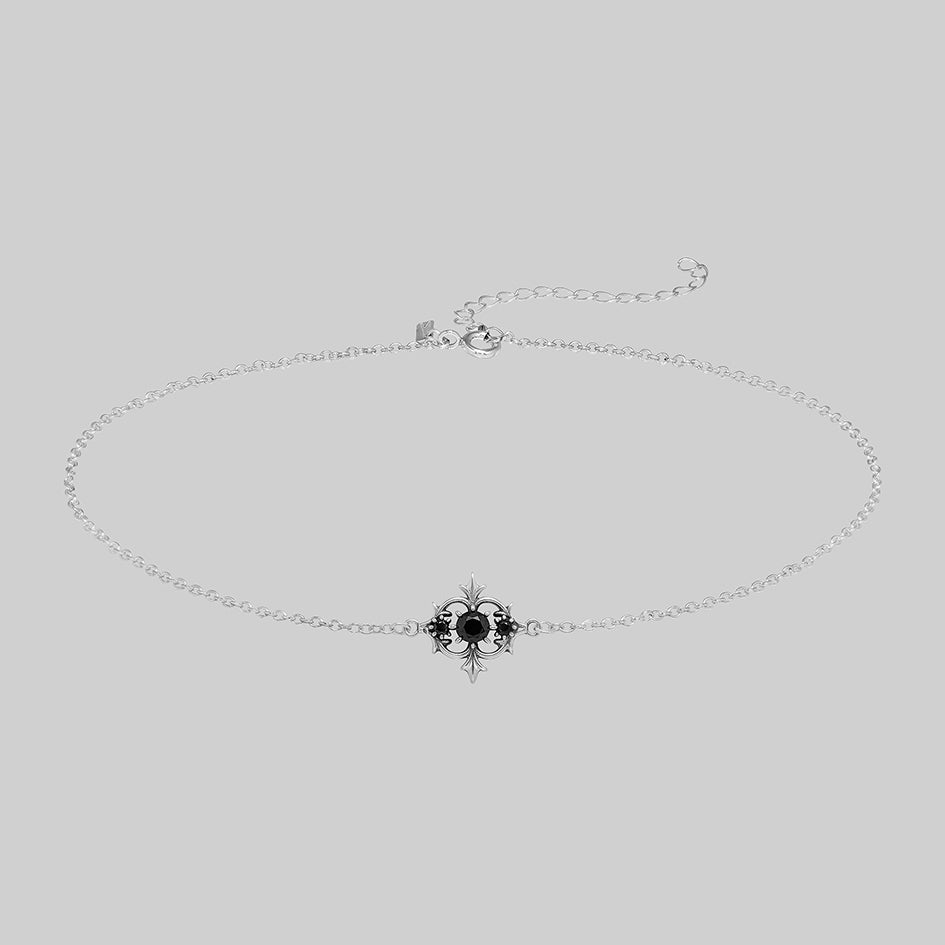 Lorin silver black onyx trilogy choker, front view