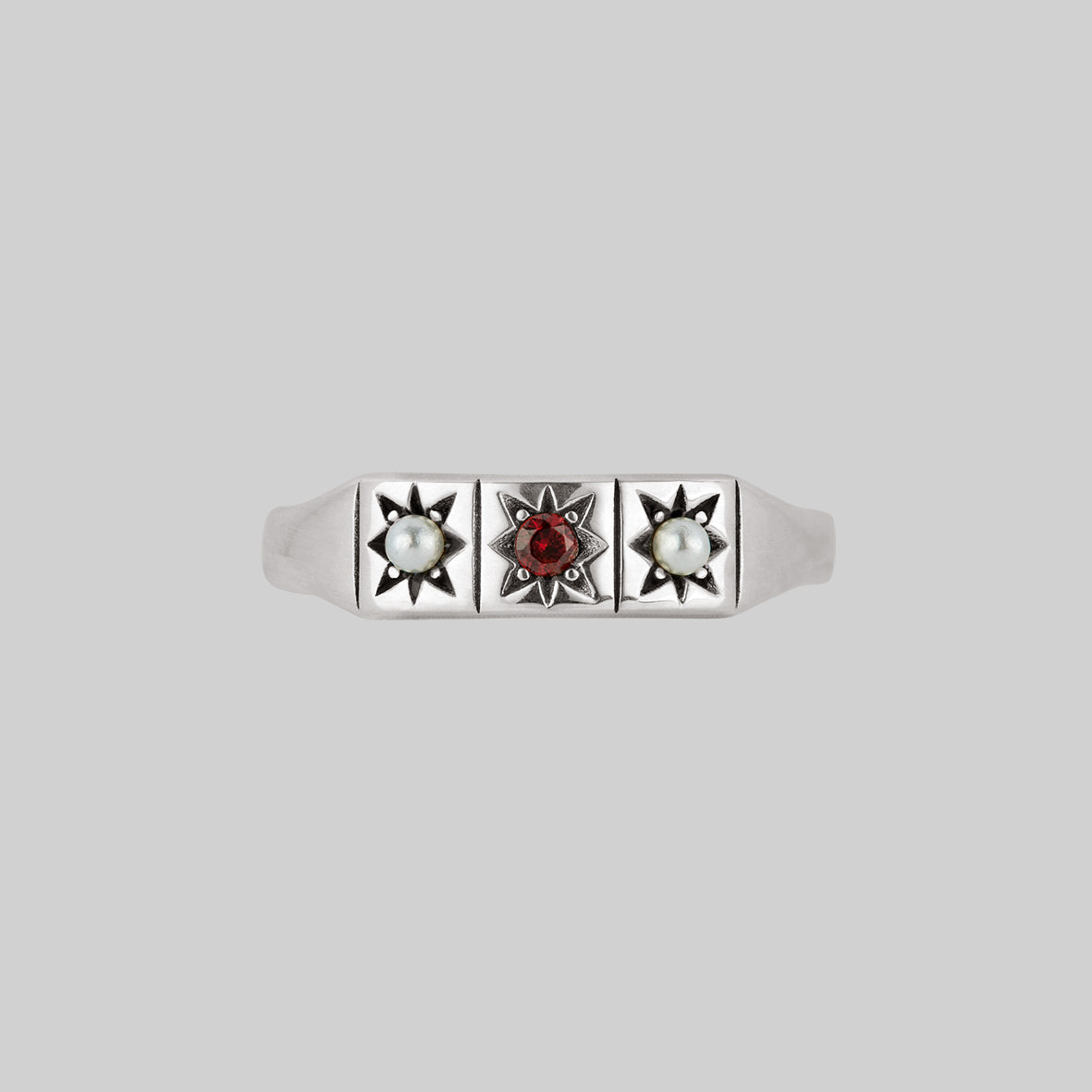 garnet and pearl trilogy ring