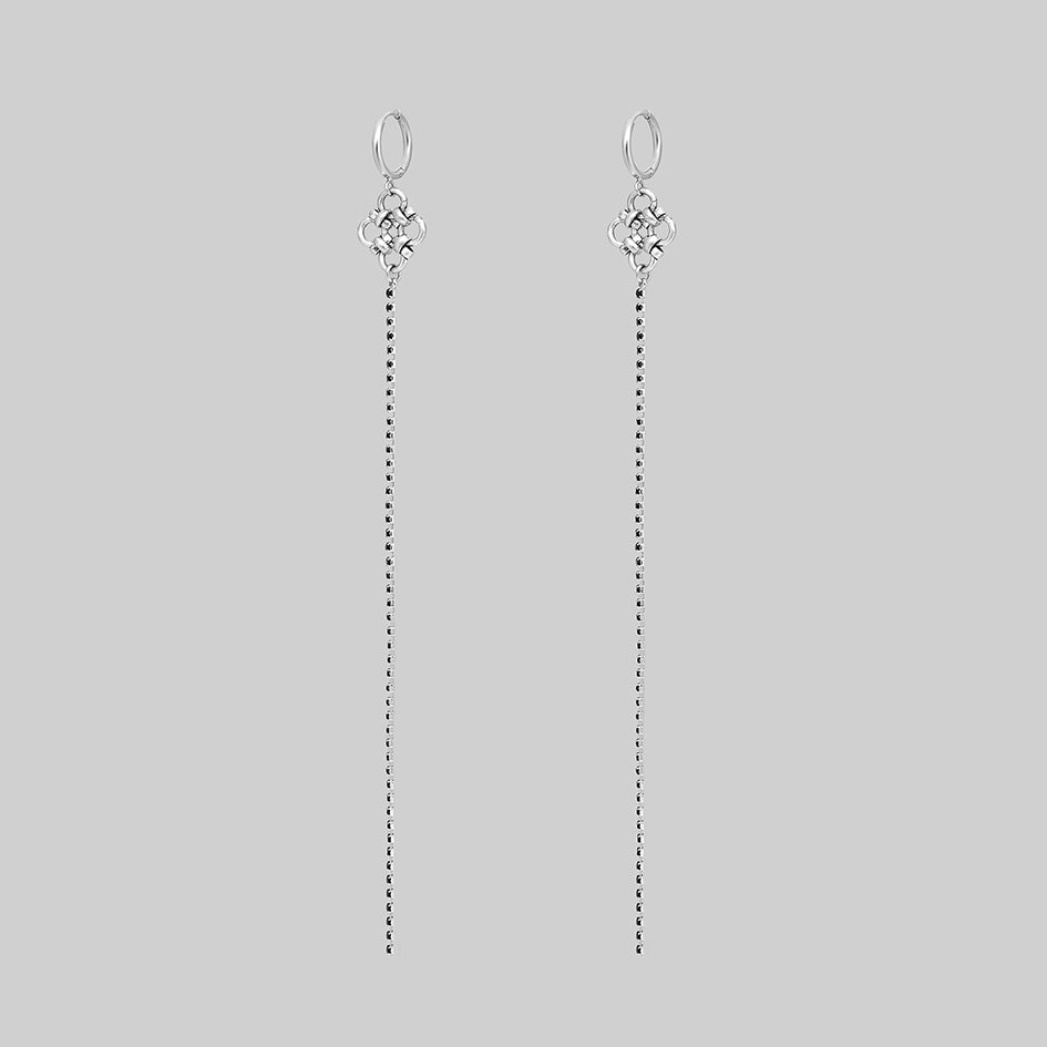 Maryse silver chainmail dazzle chain hoop earrings, side view