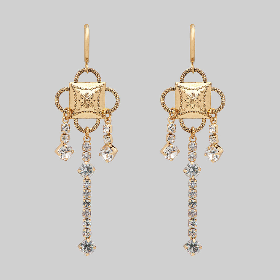 gold gothic sparkle hoop earrings