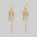 gold gothic sparkle hoop long earrings