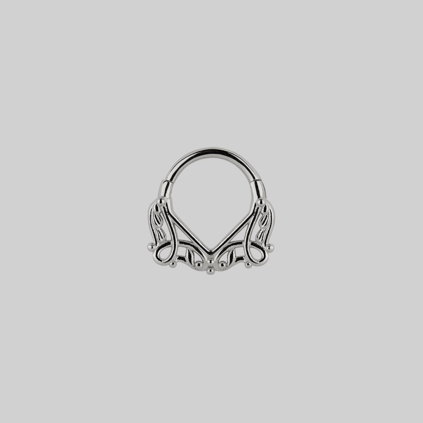 silver lace septum daith forward helix clicker ring