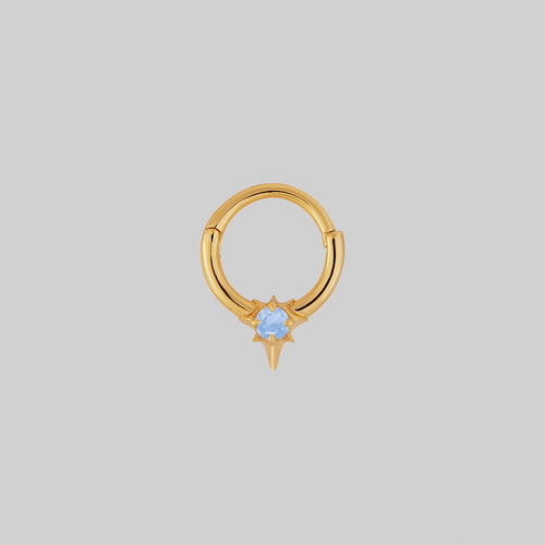 MUTINY. Medieval Garnet Septum Clicker Ring - Gold