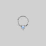 NOVA. Star Flare Opalite Septum Clicker Ring - Silver