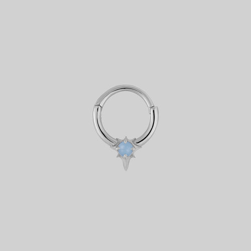 NEBULA. Opal Silver Clicker Ring - Septum
