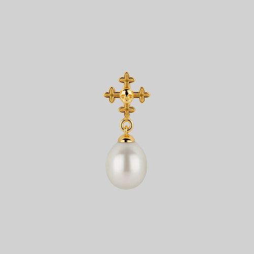 OPHELIA. Medieval Cross Stud Earrings - Gold