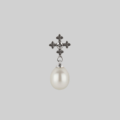OPHELIA. Medieval Cross Hoop Earrings - Silver