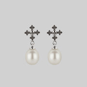 OPHELIA. Medieval Cross Stud Earrings - Silver