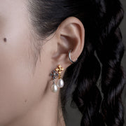 OPHELIA. Medieval Cross Stud Earrings - Gold