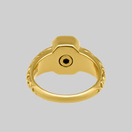 Gold onyx cremation ashes mourning ring gothic