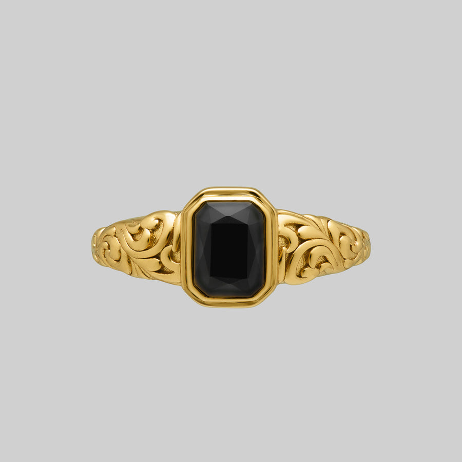 Onyx black cremation ring gothic gold