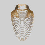 gold sparkle waterfall multi-layer vintage necklace