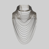 silver multi layered waterfall sparkle necklace 