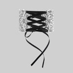 Ornate baroque corset choker with satin ribbon lace up