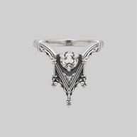 Silver Gothic Trefoil Glass Ring