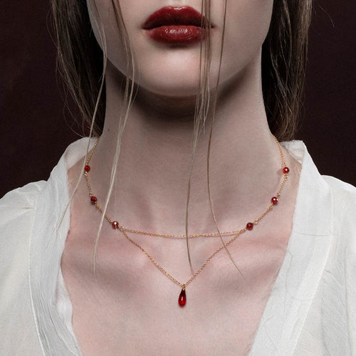 FORTUNE. Dagger & Pearl Charm Necklace - Gold