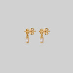 tiny cross and cubic zirconia stud earrings gold