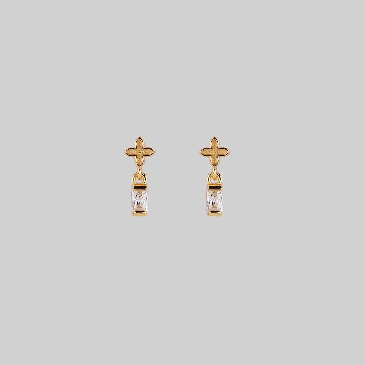 tiny cross and cubic zirconia stud earrings gold
