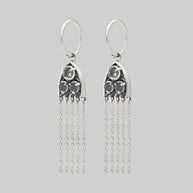 Silver Glass Drop Earrings Gothic Cathedral Window Style