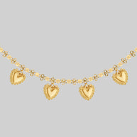 gold floral heart charm necklace