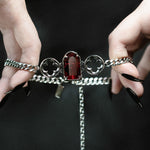 silver red glass gothic cathedral chain chunky choker