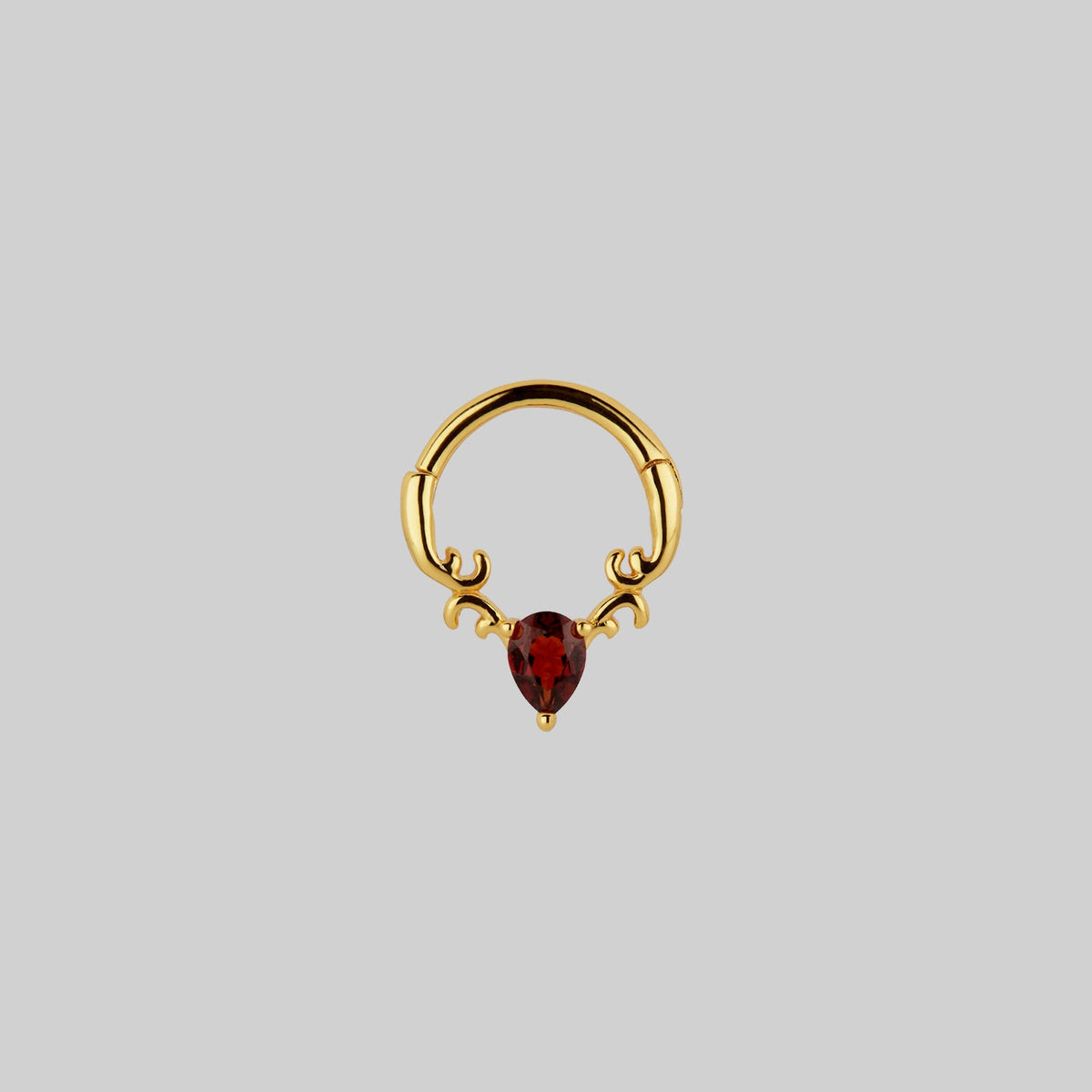 RELISH. Garnet Drop Septum Clicker Ring - Gold - Gold / 8mm / 16ga (1.2mm)