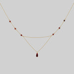 Red droplet necklace with beaded chain