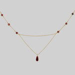 gold and red droplet necklace dainty chain