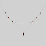 Silver dainty chain necklace with red droplet
