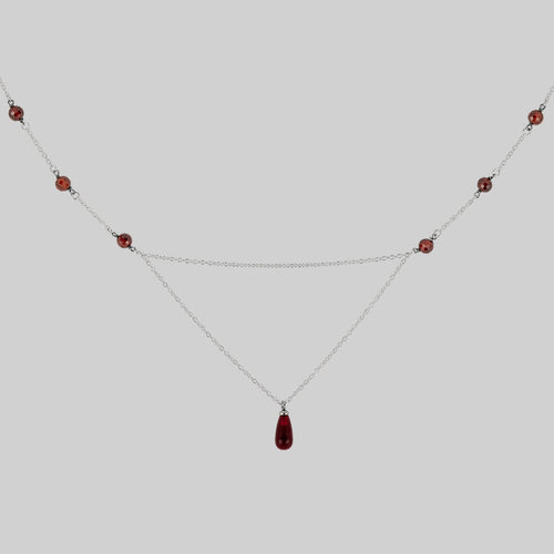 SOLEMN. Black Enamel Heart Necklace - Silver