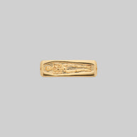Gold Double Band Gothic Gold Ring Cathedral Secret Tomb Skeleton Style