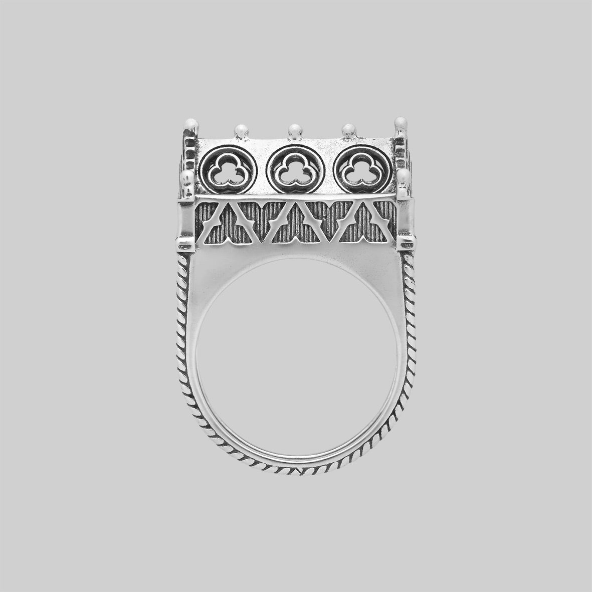 Gothic Cathedral Secret Tomb Silver Ring