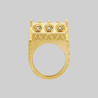 gold ornate secret gothic tomb cathedral double ornate ring with skeleton