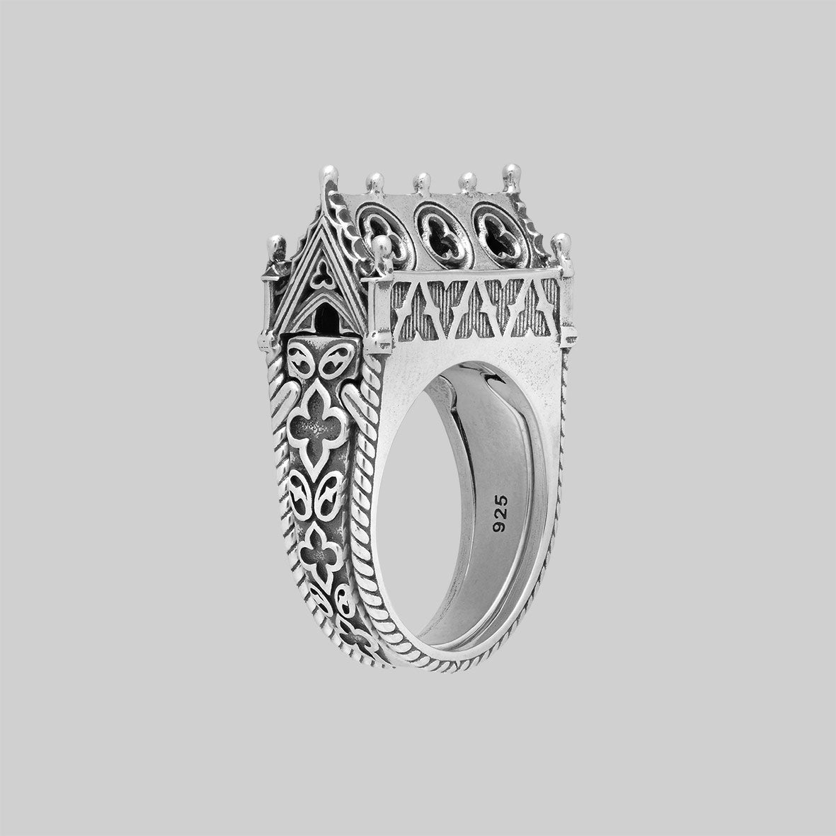 Secret Tomb Silver Ring Gothic Cathedral Double Band