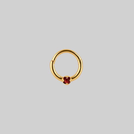 SERAPHINA. Garnet Septum Clicker Ring - Gold