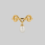 dainty snake pearl ring gold