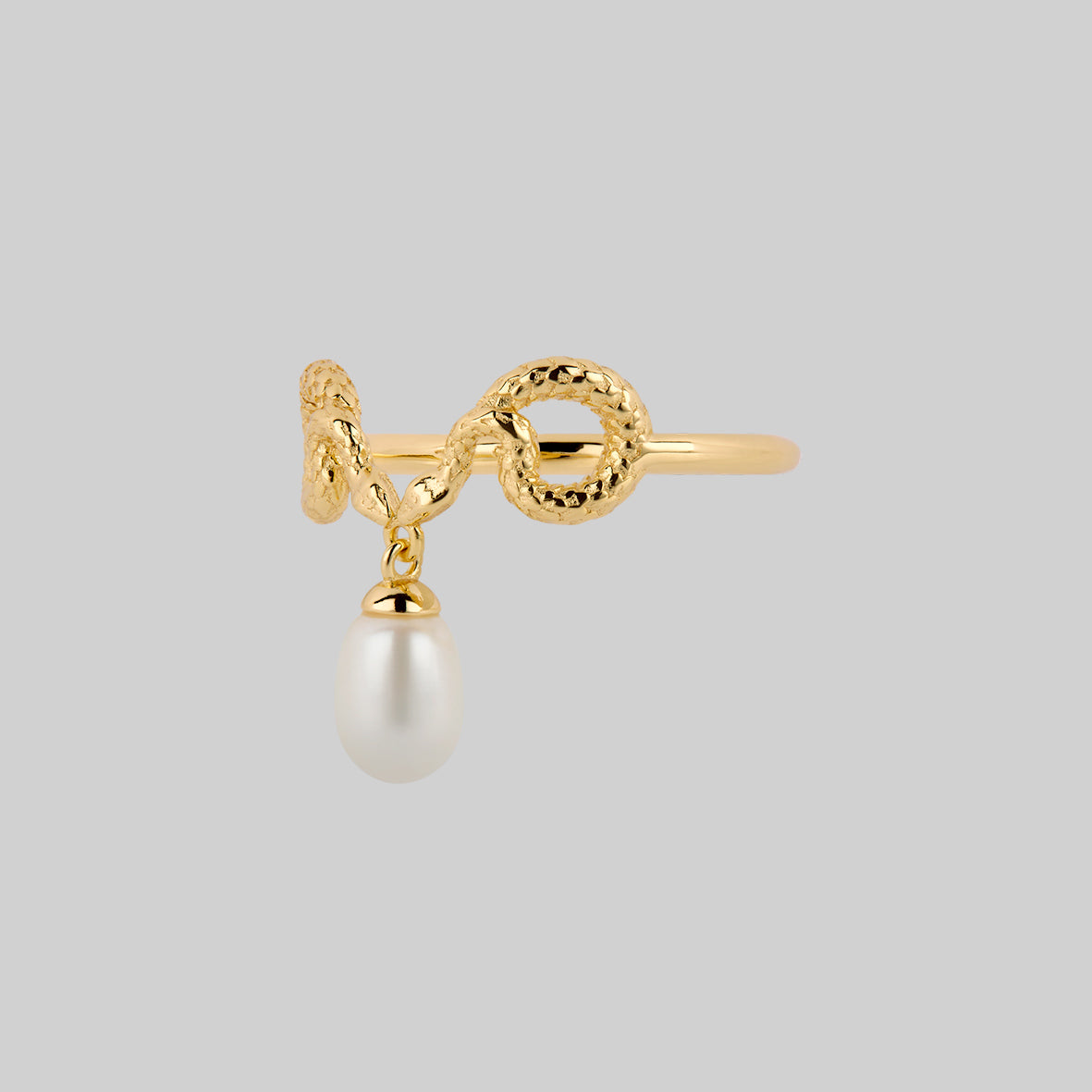 dainty snake pearl ring gold