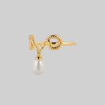 dainty snake pearl ring gold