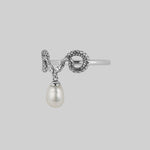 dainty snake pearl ring silver