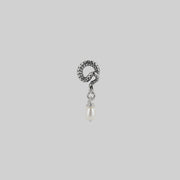 SERPENTINE. Sea Snake Bound Pearl Stud Earring - Silver