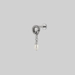 dainty snake pearl stud earring silver
