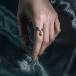 dainty snake pearl ring silver