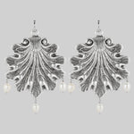 ornate pearl antique oversized shell hoop earrings silver