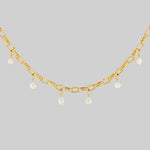 freshwater pearl drop chain necklace 