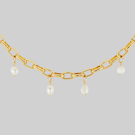 SOVEREIGN. Ornate Link Pearl Collar - Gold