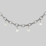 silver ornate link and pearl drop choker
